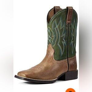 Ariat Youth Pace setter Western Boots - Brown & green 6